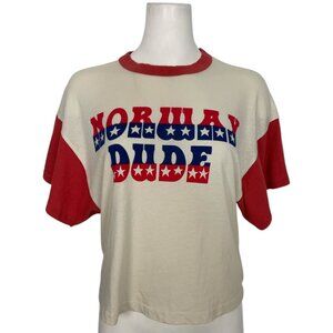 MOTHER The Wingman Tee Shirt XS Chalk And Poppy Red Norway Dude